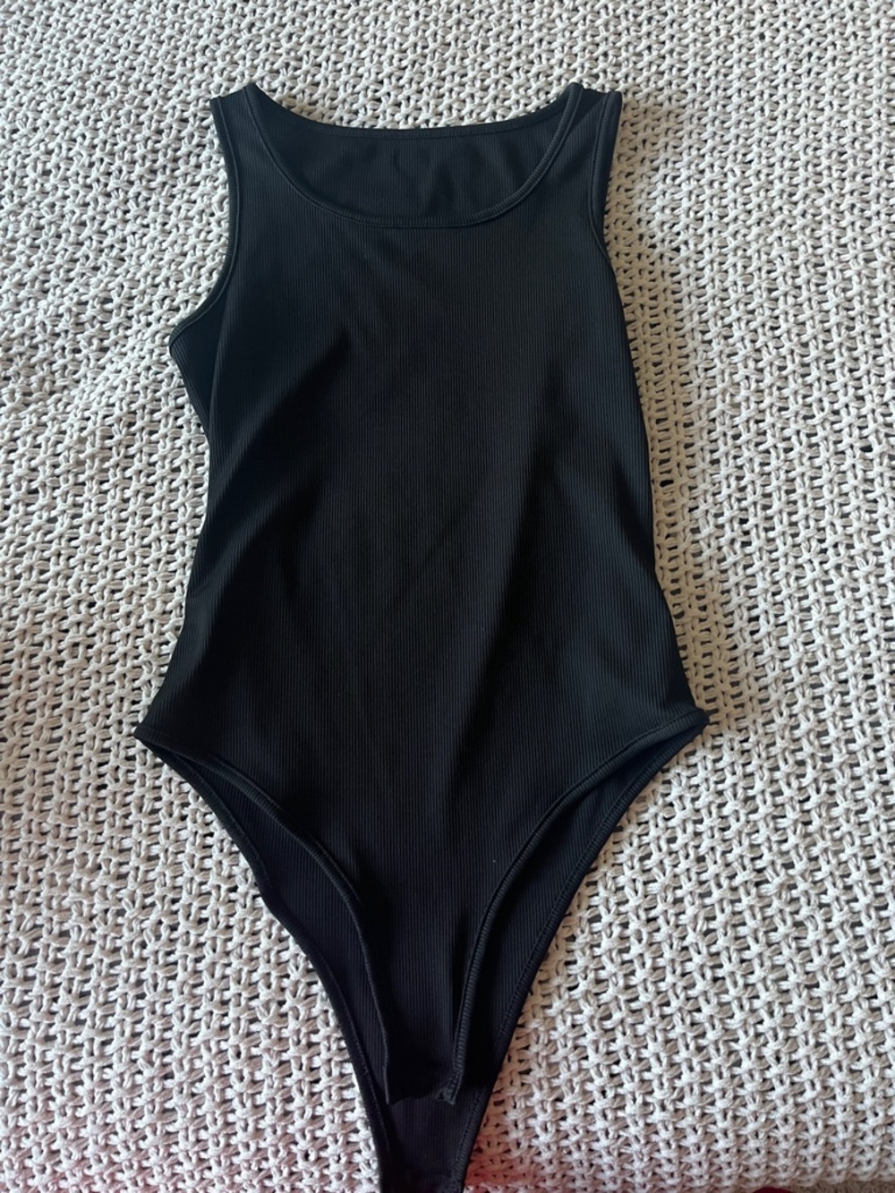 Ribbed black bodysuit